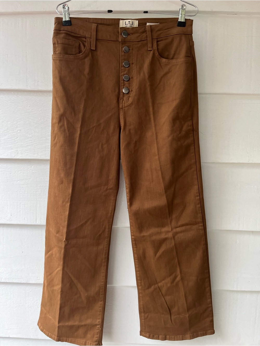 LTJ Genoa Button Fly Wide Leg  Jeans Fall  Brown Stretch 27